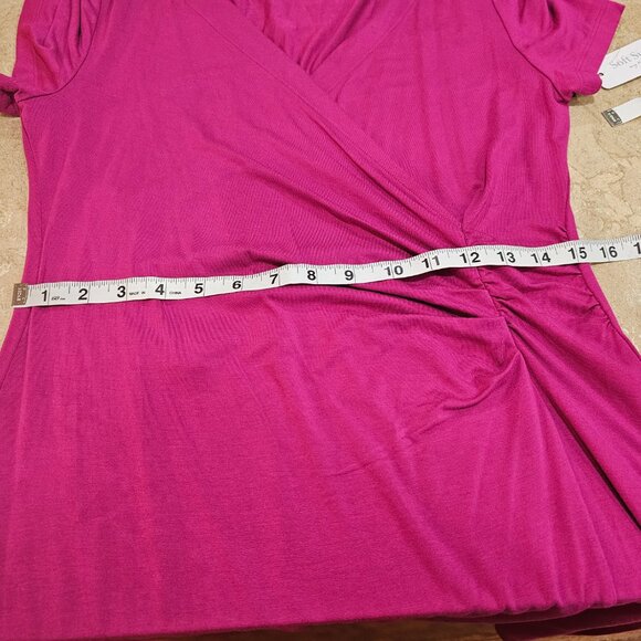 NWT Women's Soft Surroundings Giselle Dress Fiery Fuchsia Faux Wrap Size PM - Picture 5 of 8
